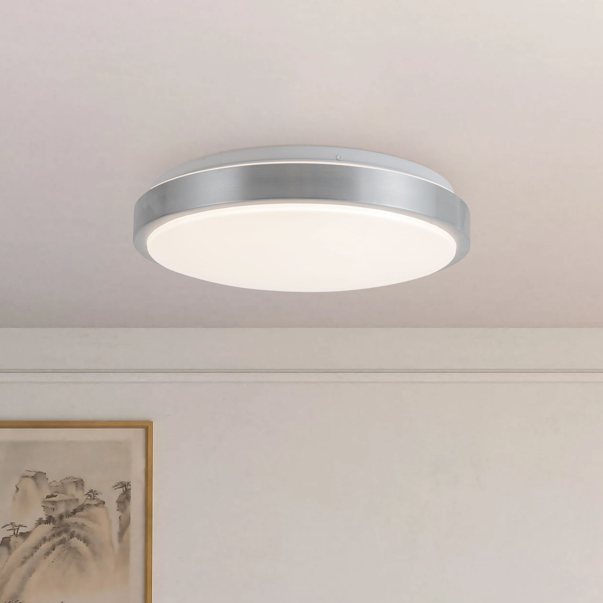 Yanis 15.13 inch Brushed Nickel Flush Mount Ceiling Light