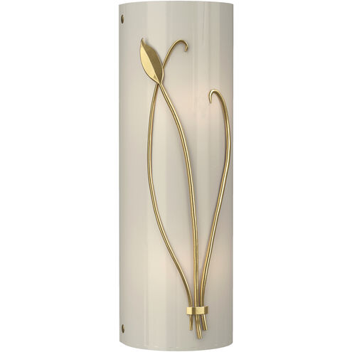 Forged Leaf and Stem 2 Light 5.5 inch Modern Brass Sconce Wall Light in Ivory Art