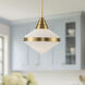 Willard 1 Light 13.5 inch Vintage Brass/Opal Matte Glass Pendant Ceiling Light in Matte Opal Glass
