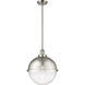 Franklin Restoration Hampden LED 12.88 inch Brushed Satin Nickel Pendant Ceiling Light in Seedy Glass