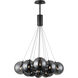 Burst LED 27 inch Black Multi-Light Pendant Ceiling Light in Graduating Smoke