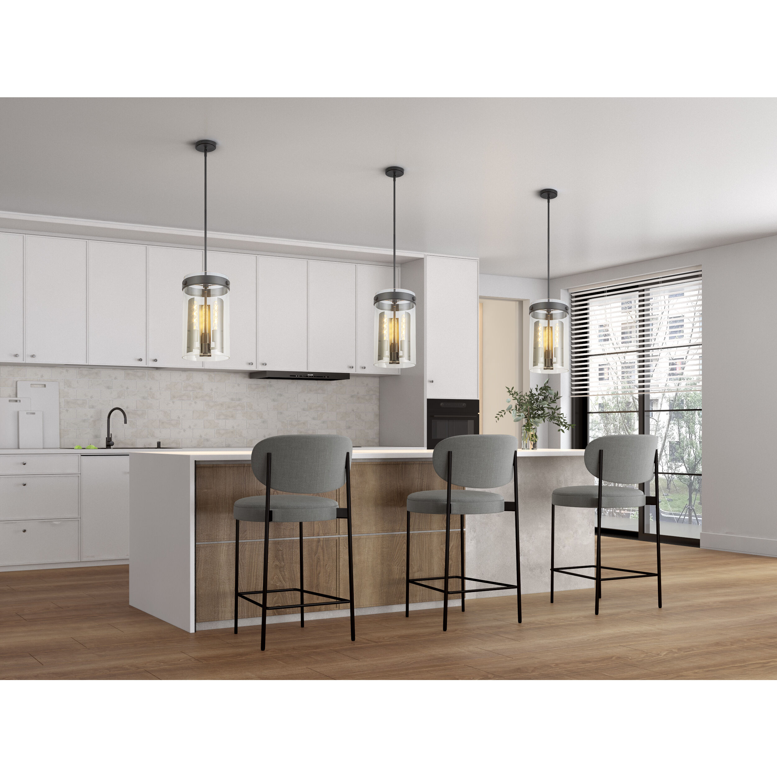 Dahlia 3 Light 10.25 inch Black Pendant Ceiling Light