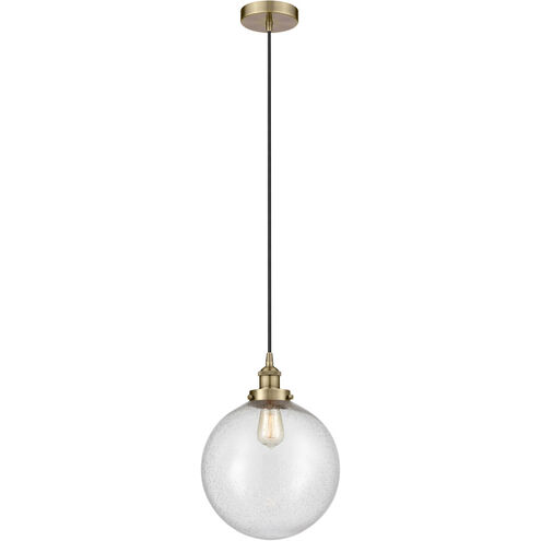 Edison Beacon 1 Light 12 inch Antique Brass Mini Pendant Ceiling Light