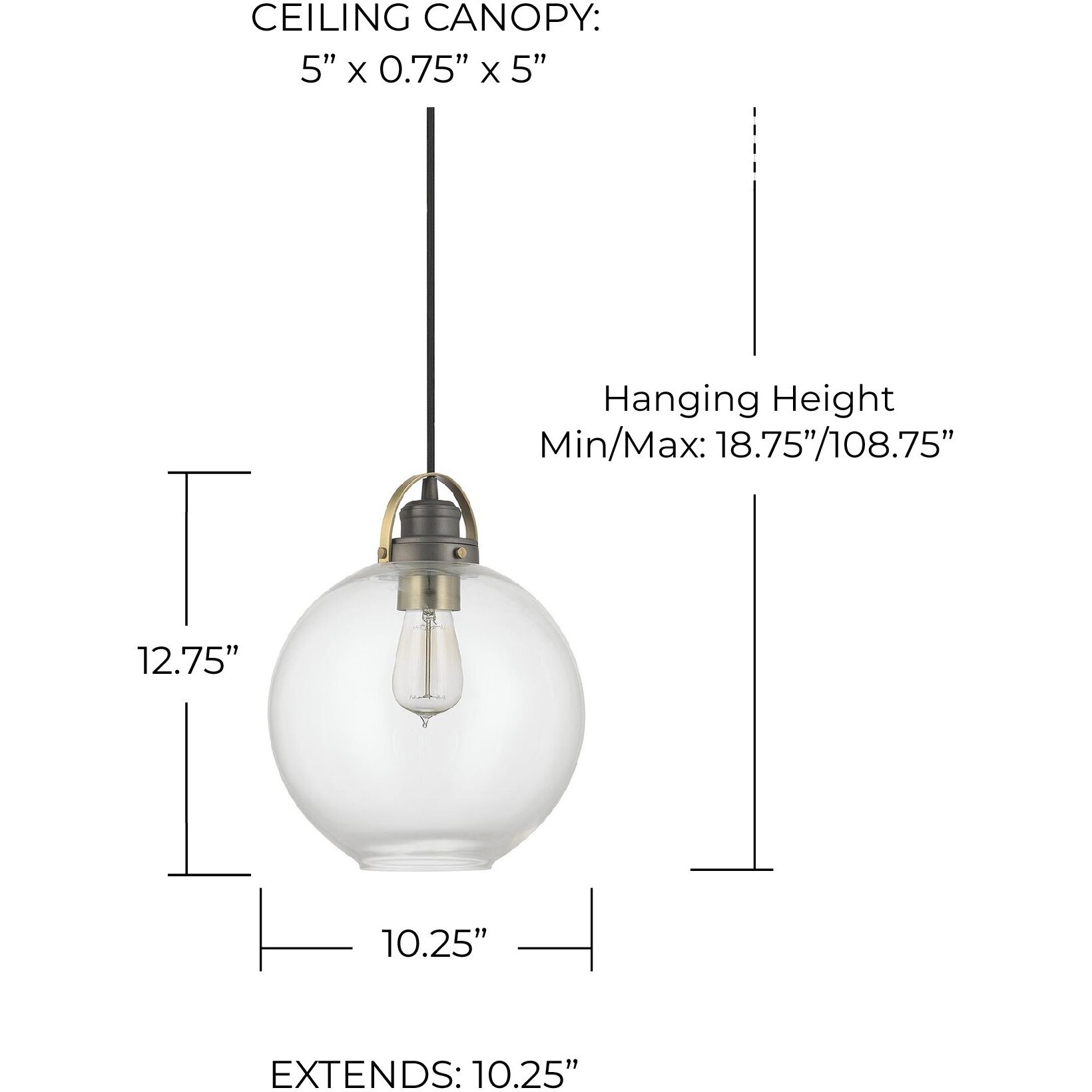 Dean 1 Light 10.25 inch Graphite and Aged Brass Pendant Ceiling Light in Graphite with Aged Brass