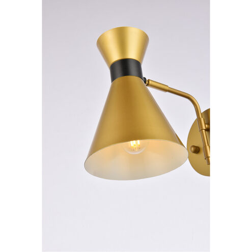 Halycon 1 Light 11 inch Brass and Black Bath Sconce Wall Light