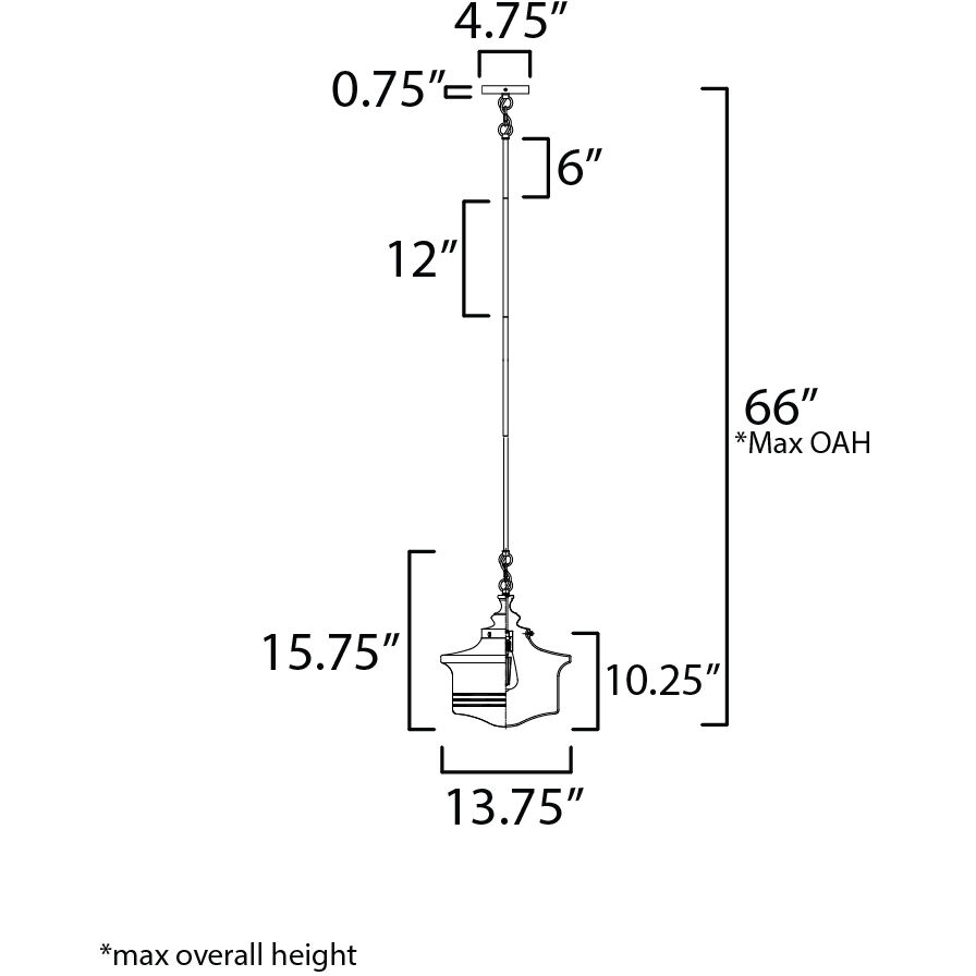 Eureka 1 Light 13.75 inch Black Single Pendant Ceiling Light