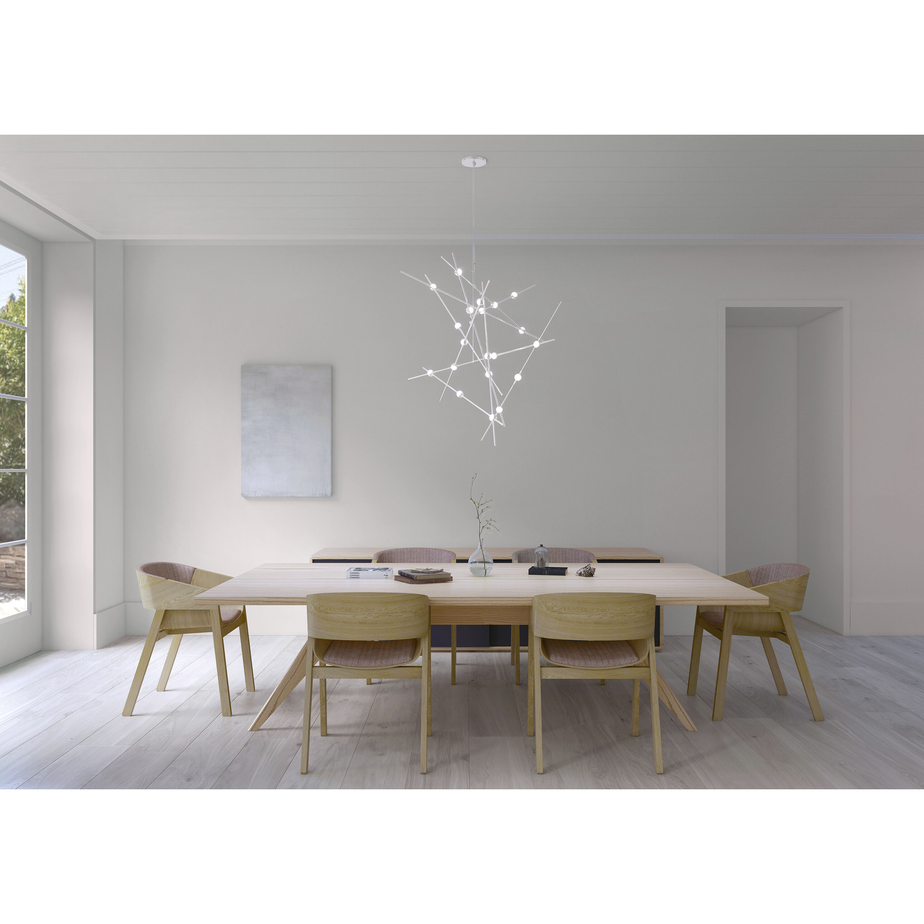 Constellation Aquila Major LED 37.25 inch Satin Nickel Chandelier Ceiling Light in 3000K, White Optical Acrylic, 10 FT. Cord