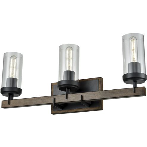 Okanagan 3 Light 23 inch Graphite and Ironwood on Metal Bath Vanity Wall Light