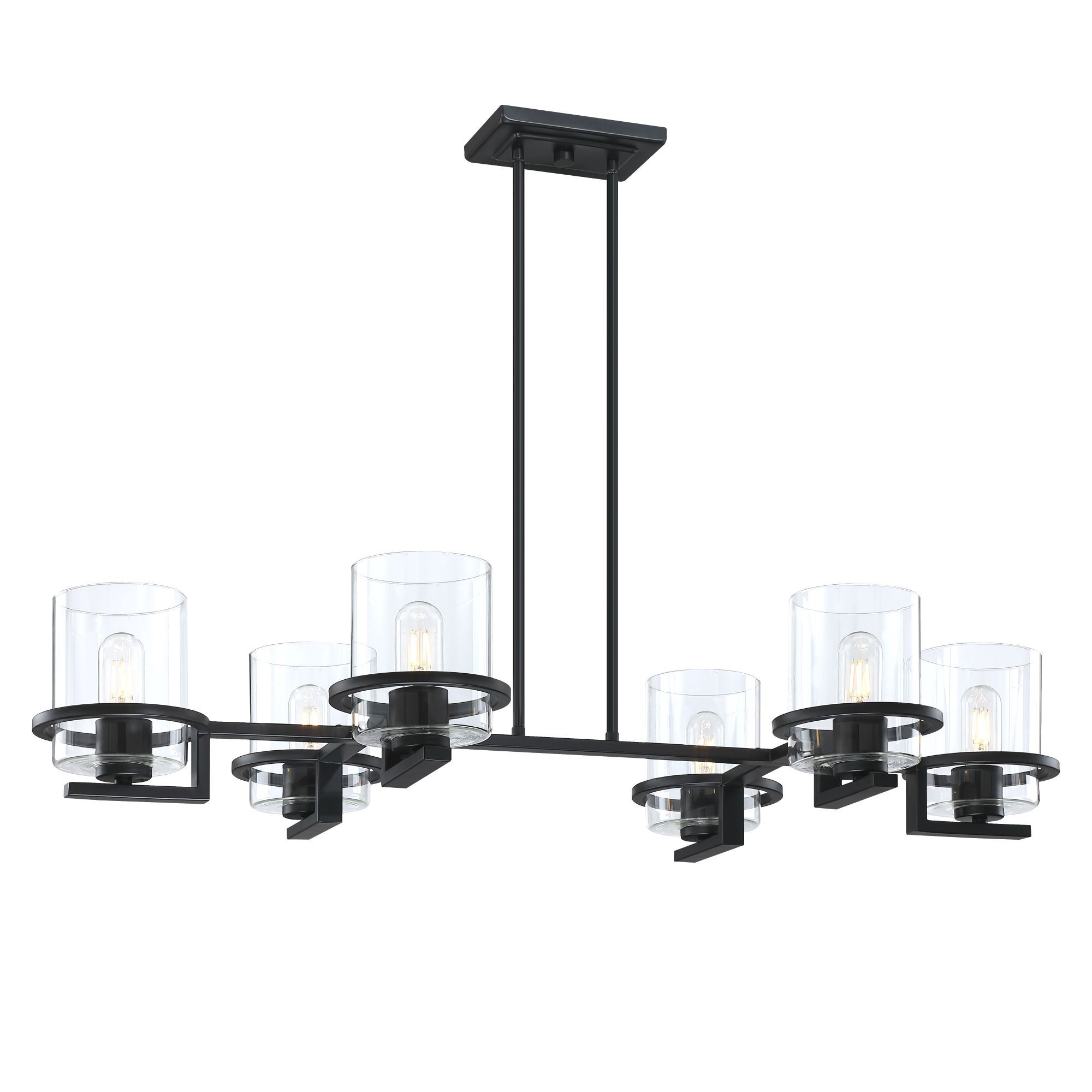 Halo 6 Light 41 inch Black Oval Chandelier Ceiling Light