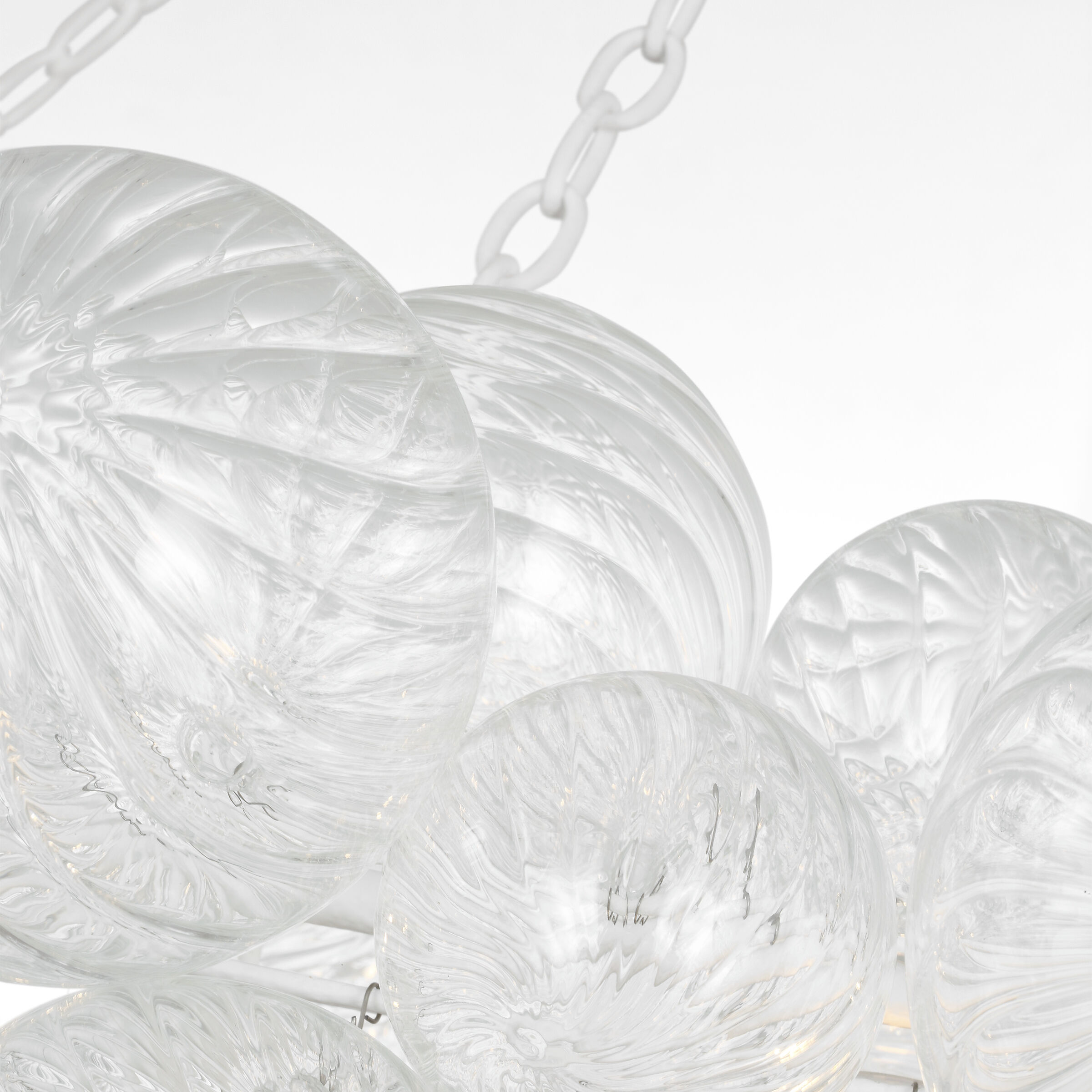 Julie Neill Talia LED 63 inch Plaster White and Clear Swirled Glass Ring Chandelier Ceiling Light