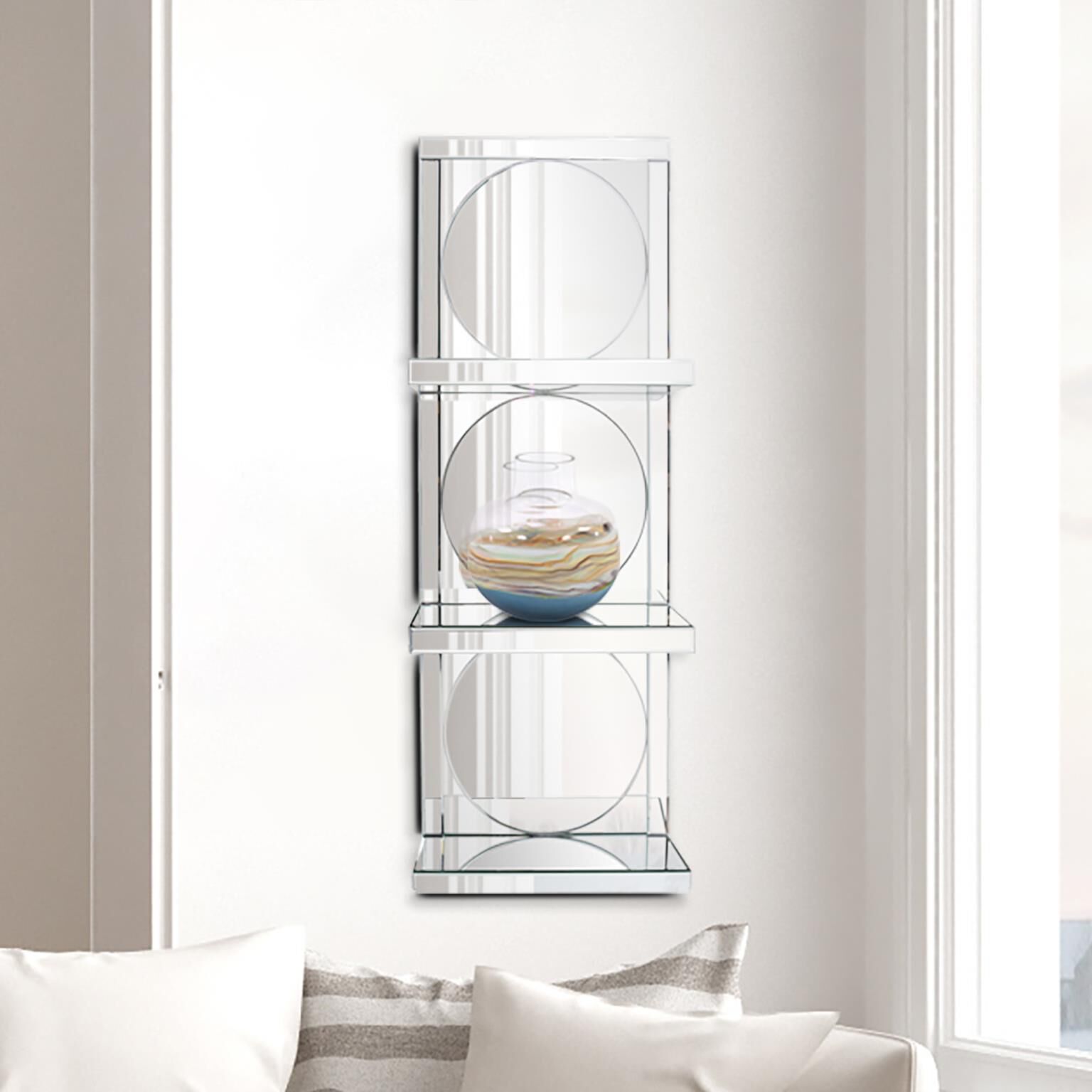 Triplex 14 inch Clear Mirrored Wall Shelf