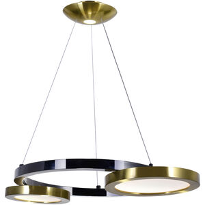 Deux Lunes 20 inch Brass and Pearl Black Down Chandelier Ceiling Light