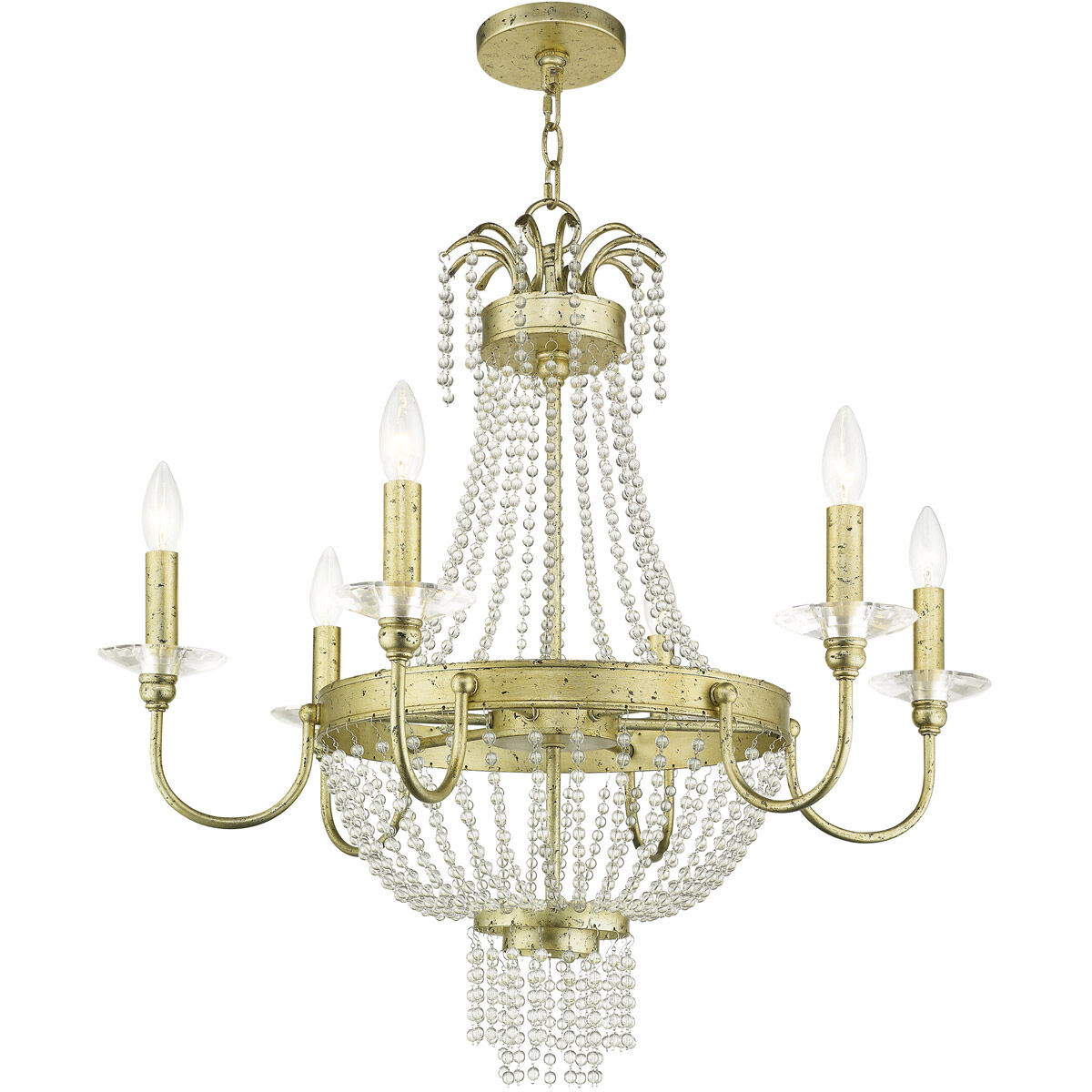 Valentina 6 Light 28 inch Hand Applied Winter Gold Chandelier Ceiling Light