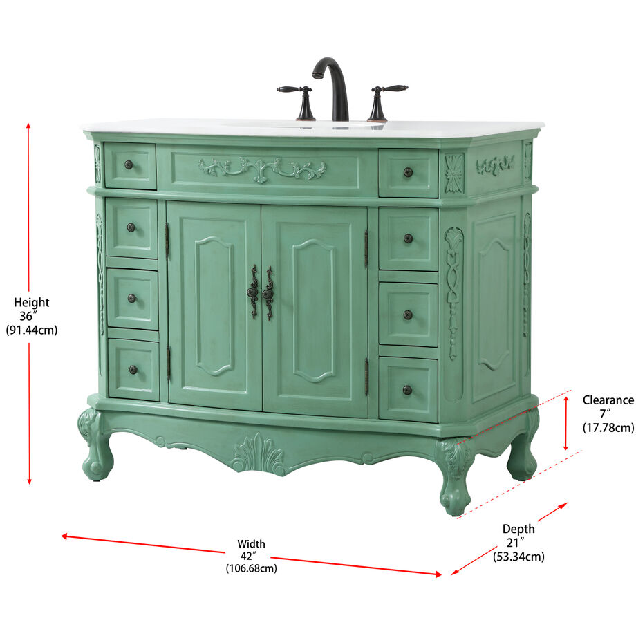 Danville 42 X 21 X 36 inch Vintage Mint Vanity Sink Set