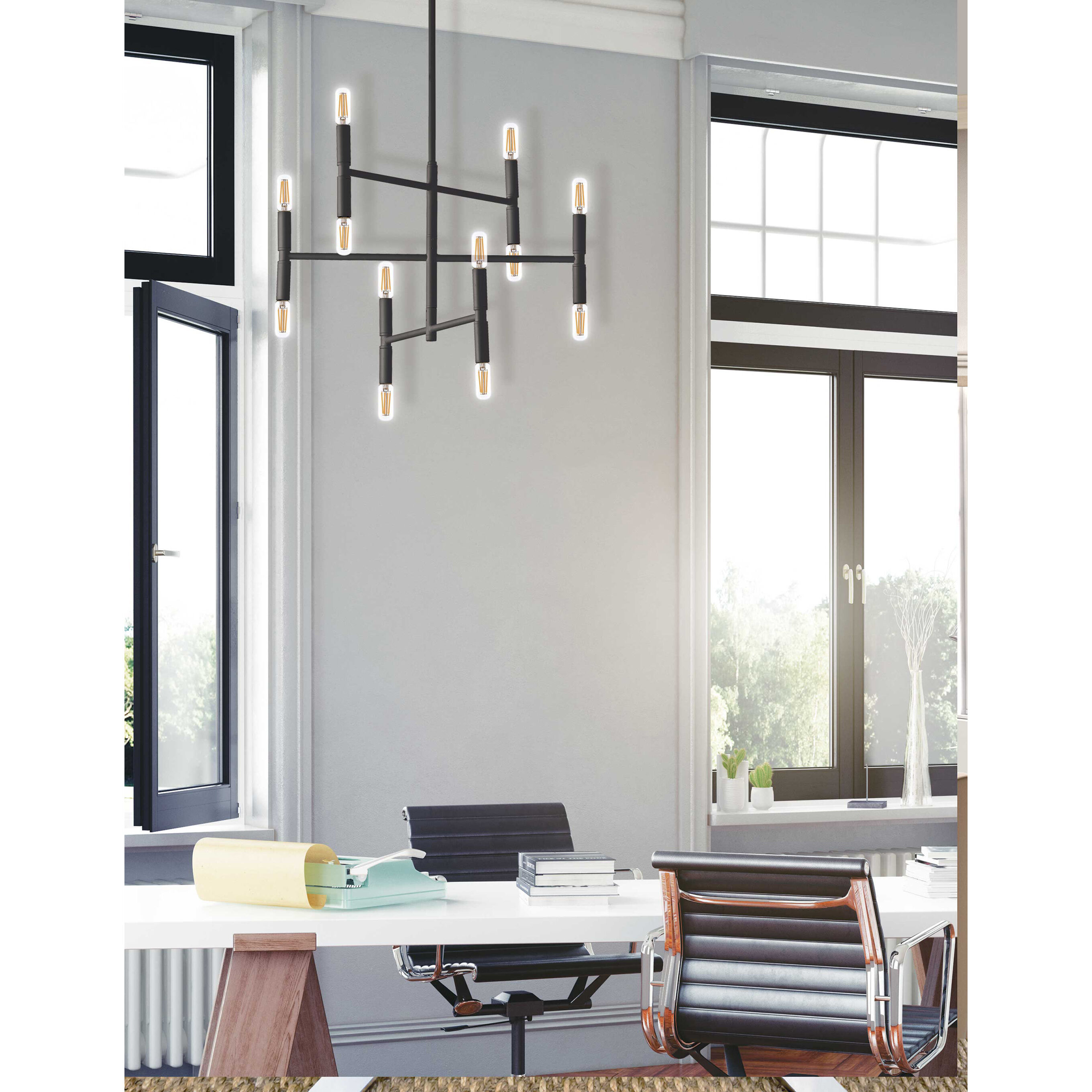 Ava 12 Light 21 inch Matte Black Chandelier Ceiling Light