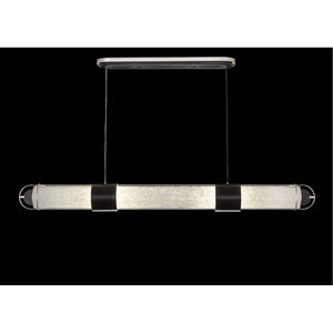 Bond LED 60 inch Black/Silver Linear Pendant Ceiling Light in Bahama Sand Studio Glass