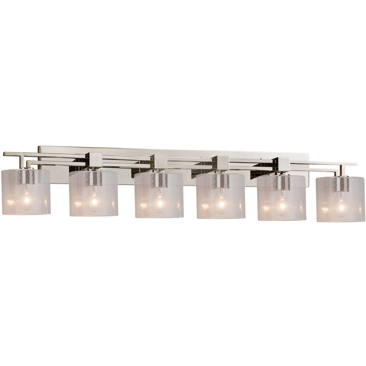 Fusion 6 Light 56 inch Brushed Nickel Bath Bar Wall Light in Oval Incandescent Seeded Fusion