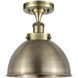 Ballston Urban 1 Light 10 inch Antique Brass Semi-Flush Mount Ceiling Light