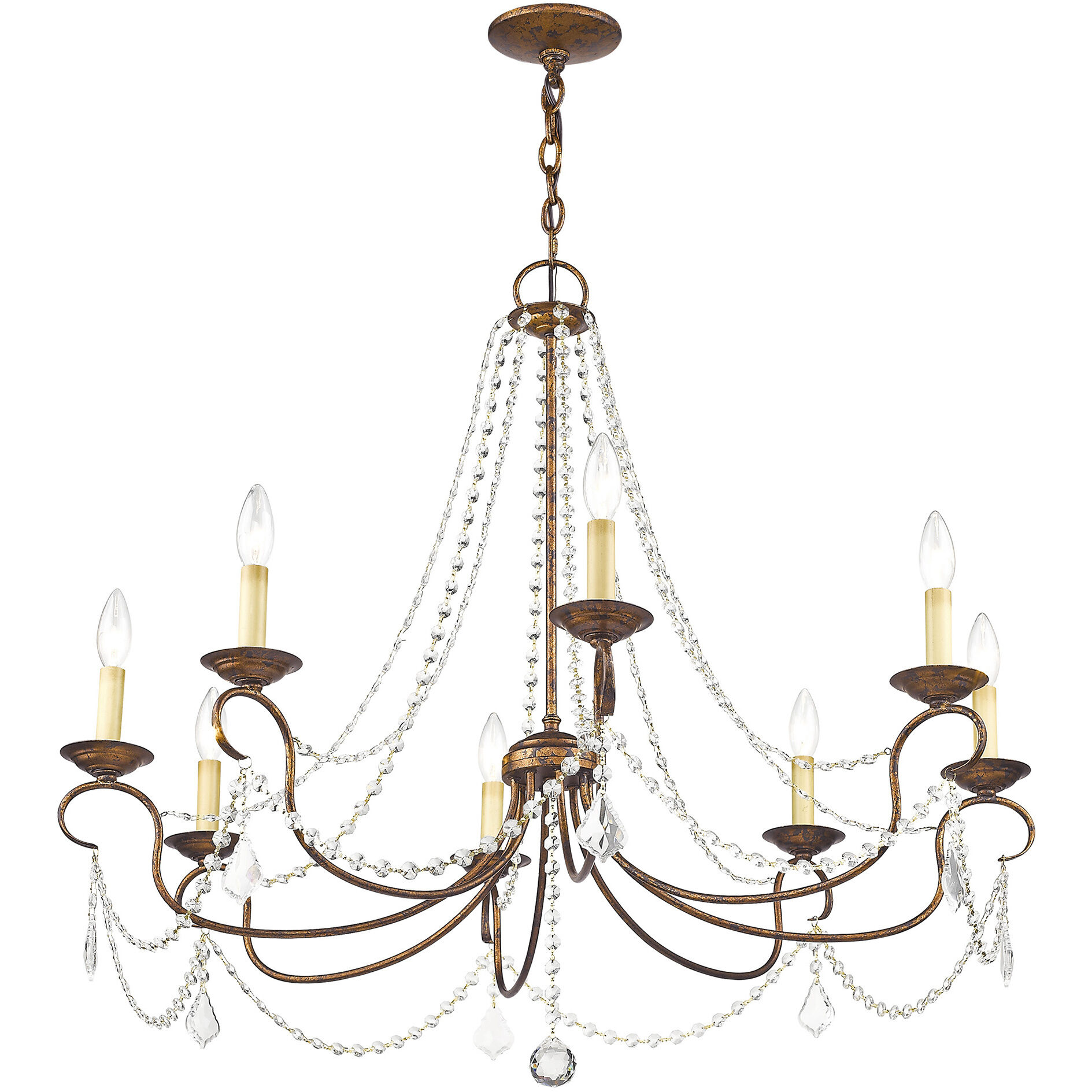 Pennington 8 Light 34 inch Hand Applied Venetian Golden Bronze Chandelier Ceiling Light