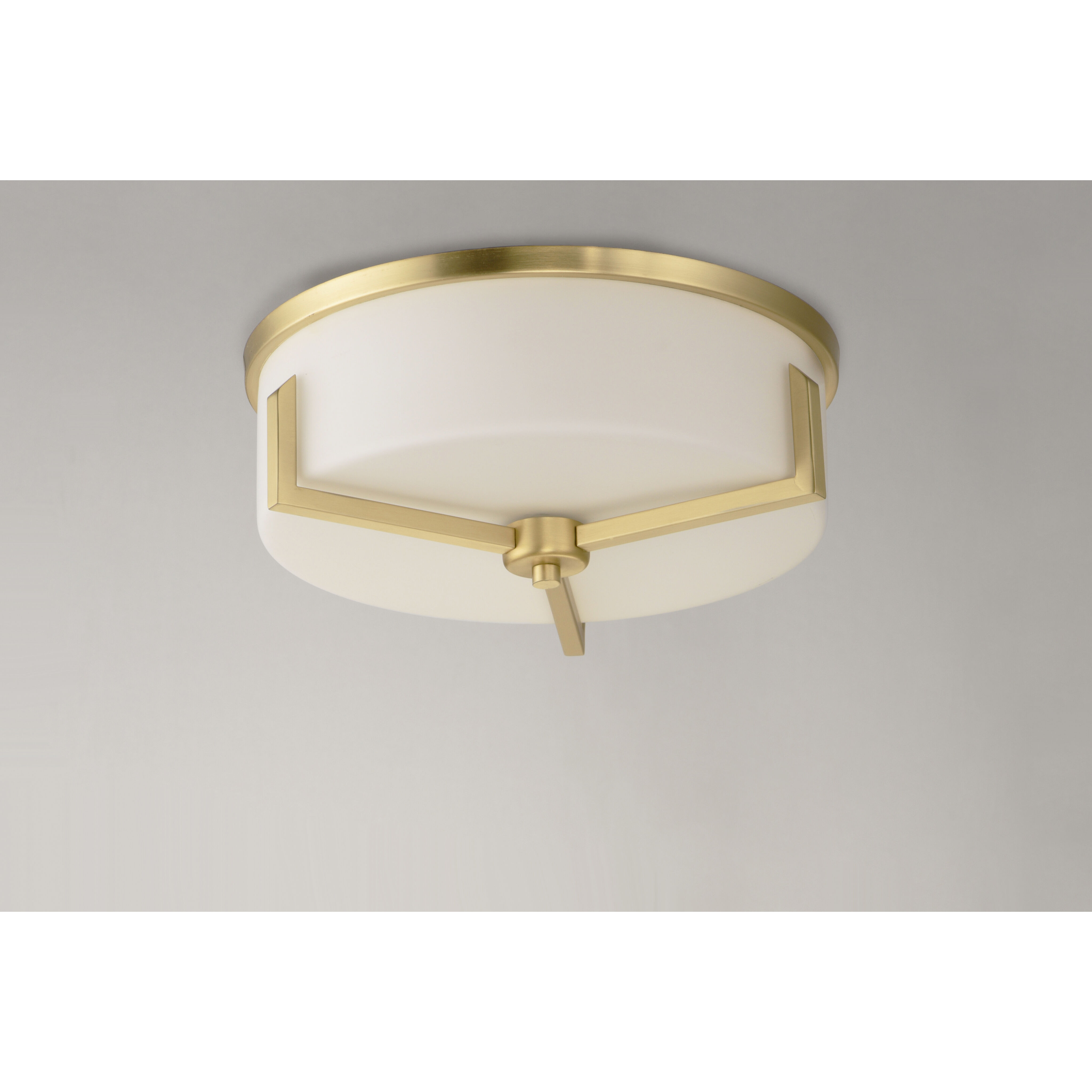 Dart 3 Light 14 inch Satin Brass Flush Mount Ceiling Light