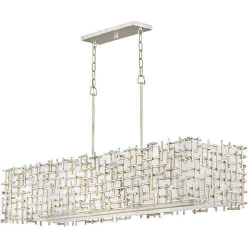 Farrah LED 48.25 inch Silver Leaf Chandelier Ceiling Light, Linear & Oval