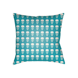 Punk 18 X 18 inch White and Blue Outdoor Throw Pillow