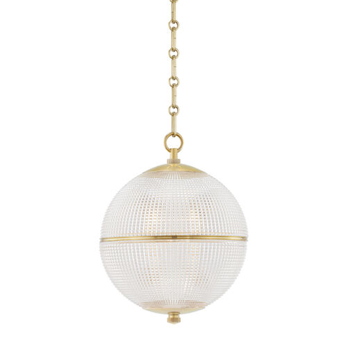 Sphere No. 3 1 Light 13 inch Aged Brass Pendant Ceiling Light, Small