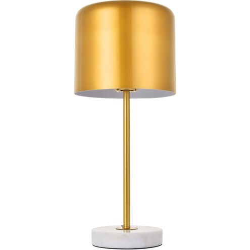 Peru 21 inch 40 watt Satin Gold and White Marble Table lamp Portable Light