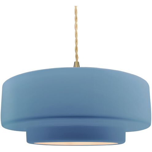 Radiance 1 Light 16.25 inch Sky Blue and Brushed Brass Pendant Ceiling Light