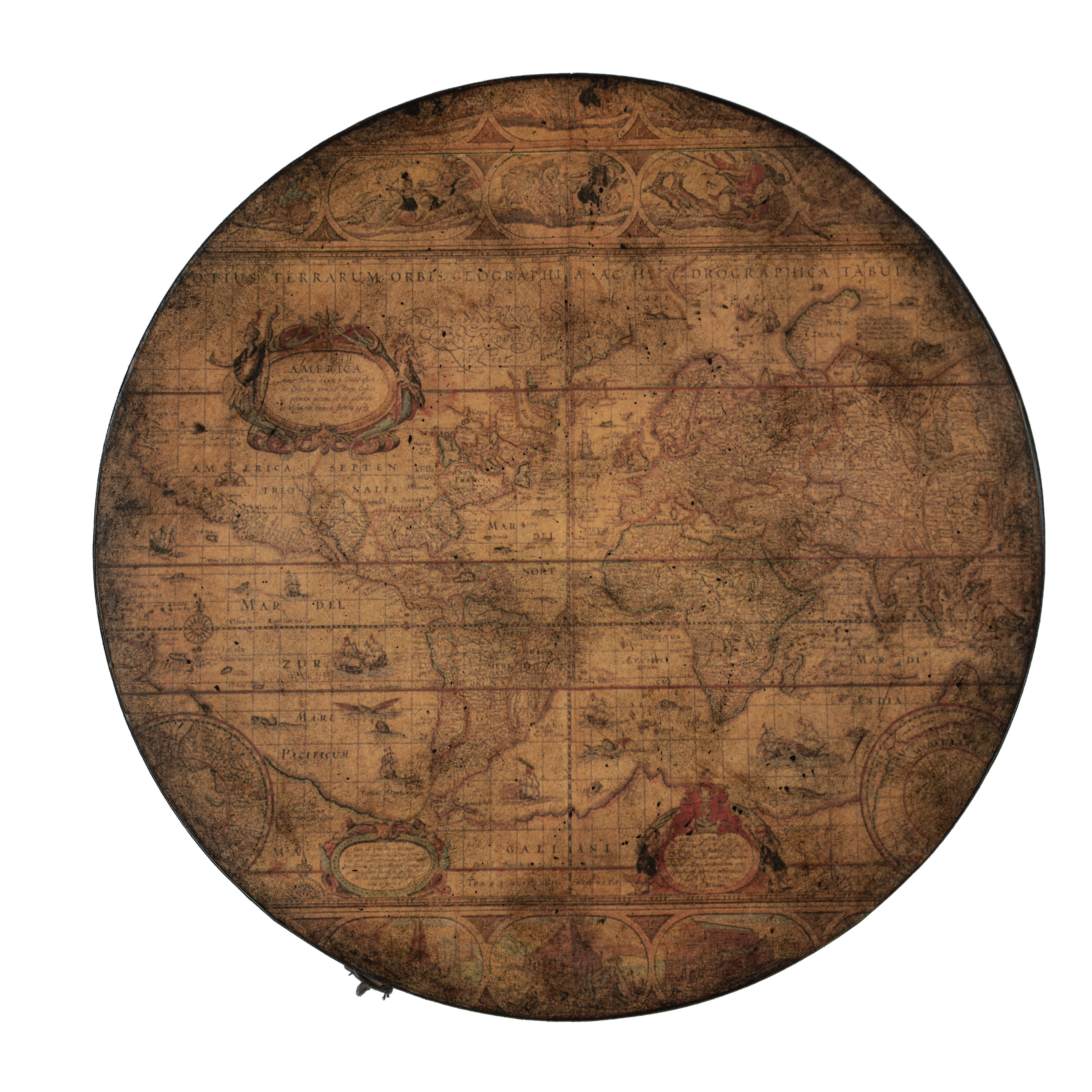 Vasco Old World Map 22 X 20 inch Heritage Accent Table