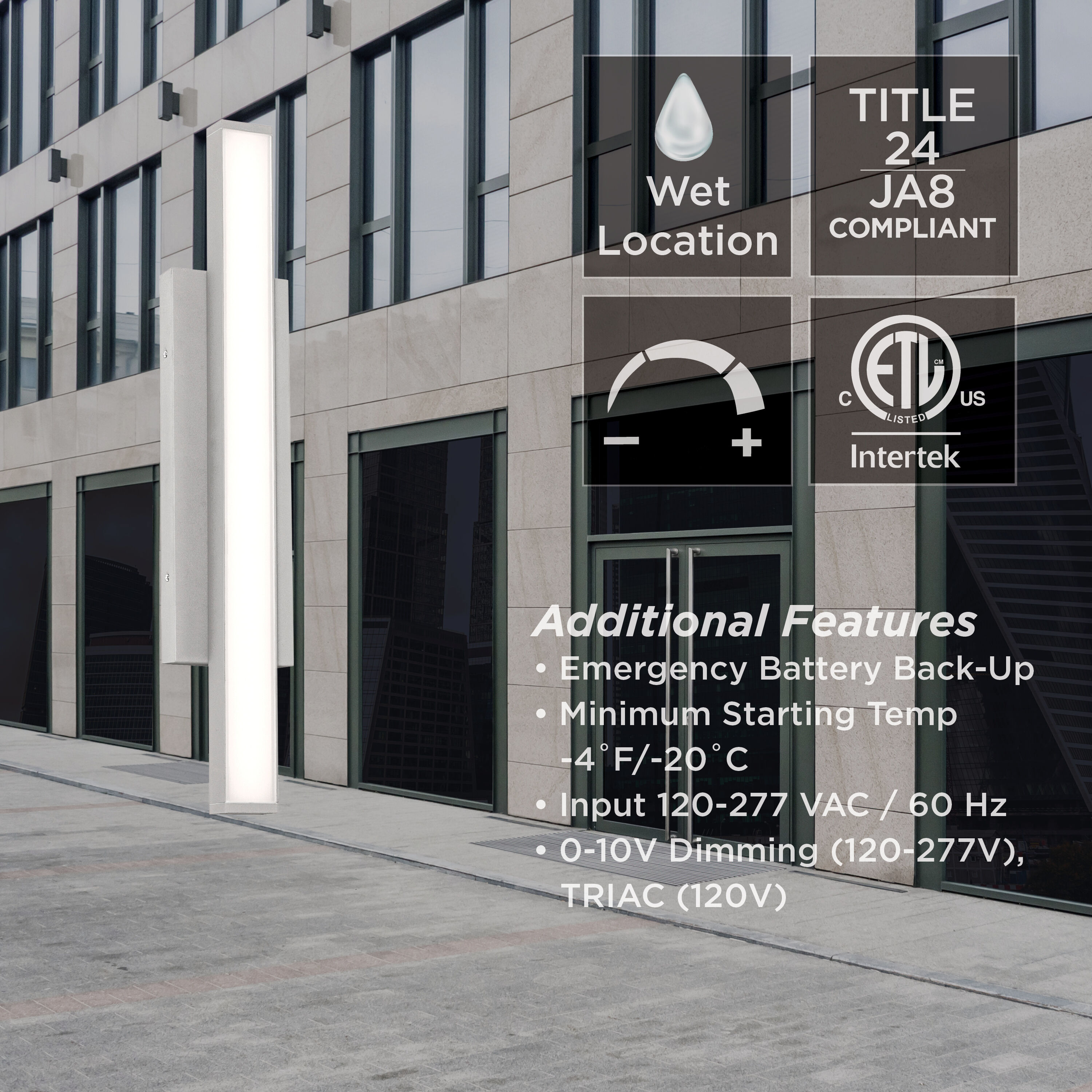 Gale LED 24 inch Textured Grey Outdoor Wall Sconce