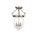 Coventry 3 Light 12 inch Antique Brass Semi-Flush Mount Ceiling Light