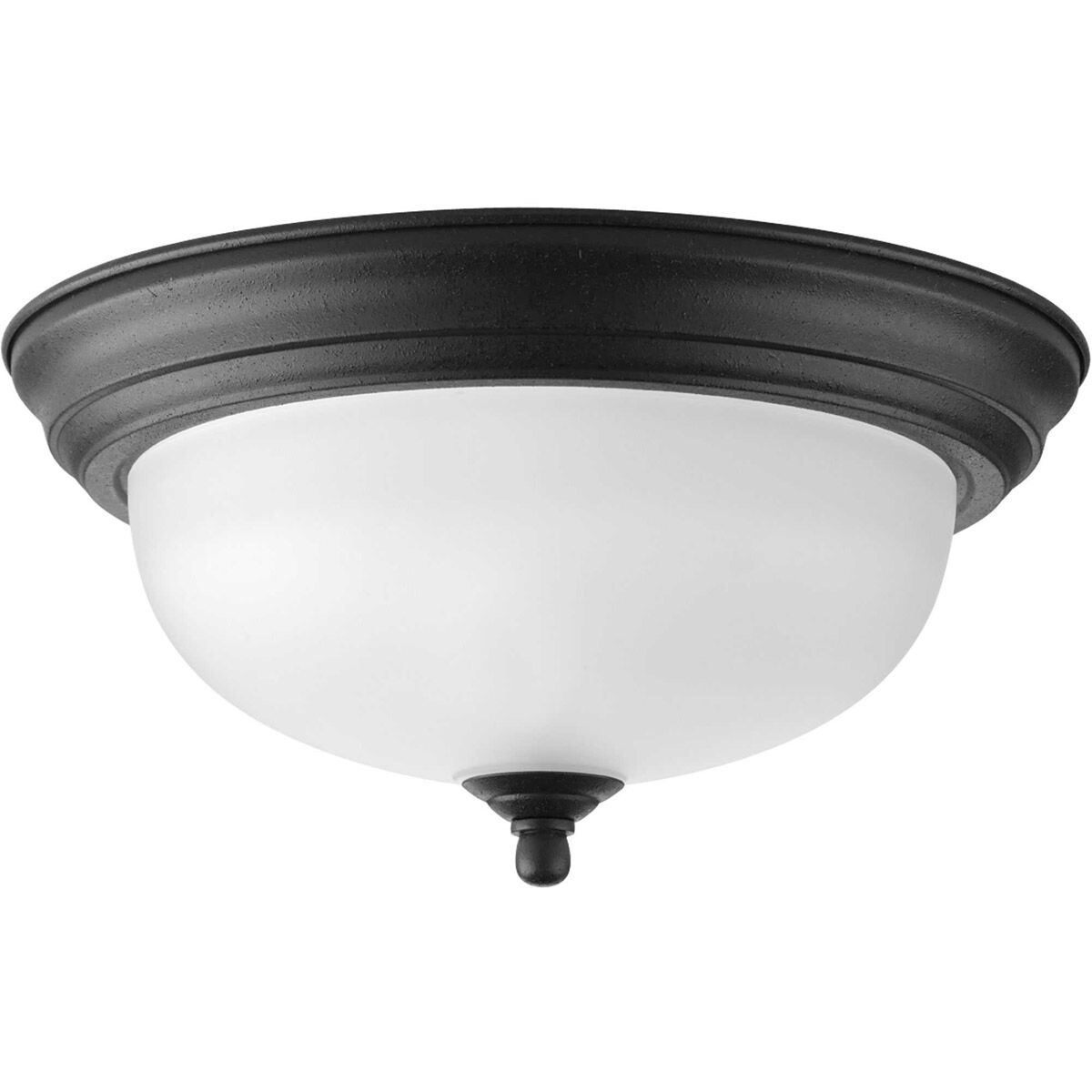 Dome Glass CTC 1 Light 11.38 inch Forged Black Flush Mount Ceiling Light in Alabaster Glass