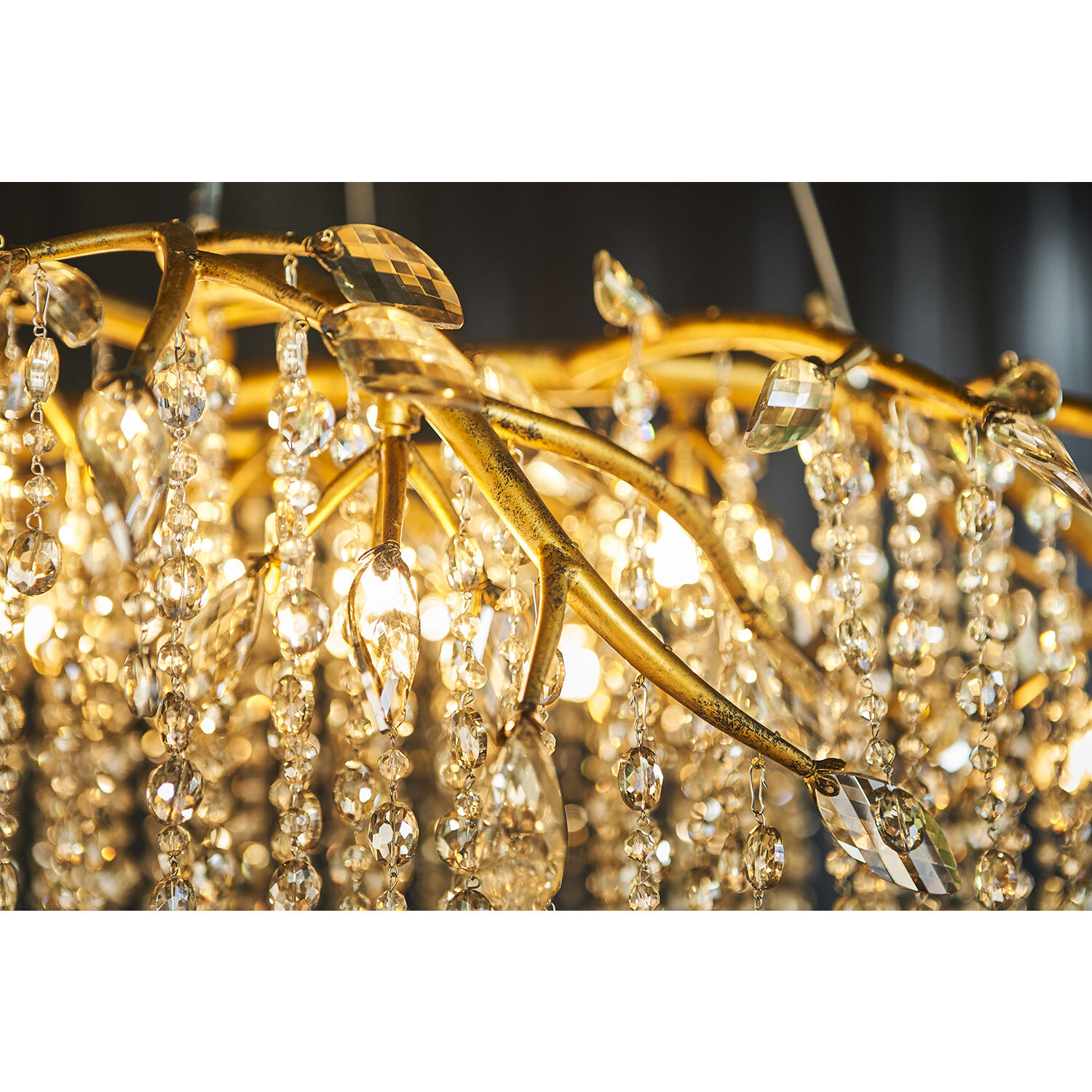 Canada LED 33.3 inch Gold Chandelier Ceiling Light, Crystal