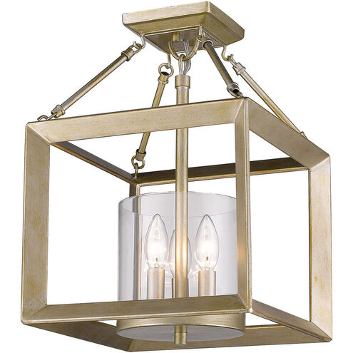 Smyth 3 Light 12 inch White Gold Mini Chandelier Ceiling Light in Clear Glass, Mini