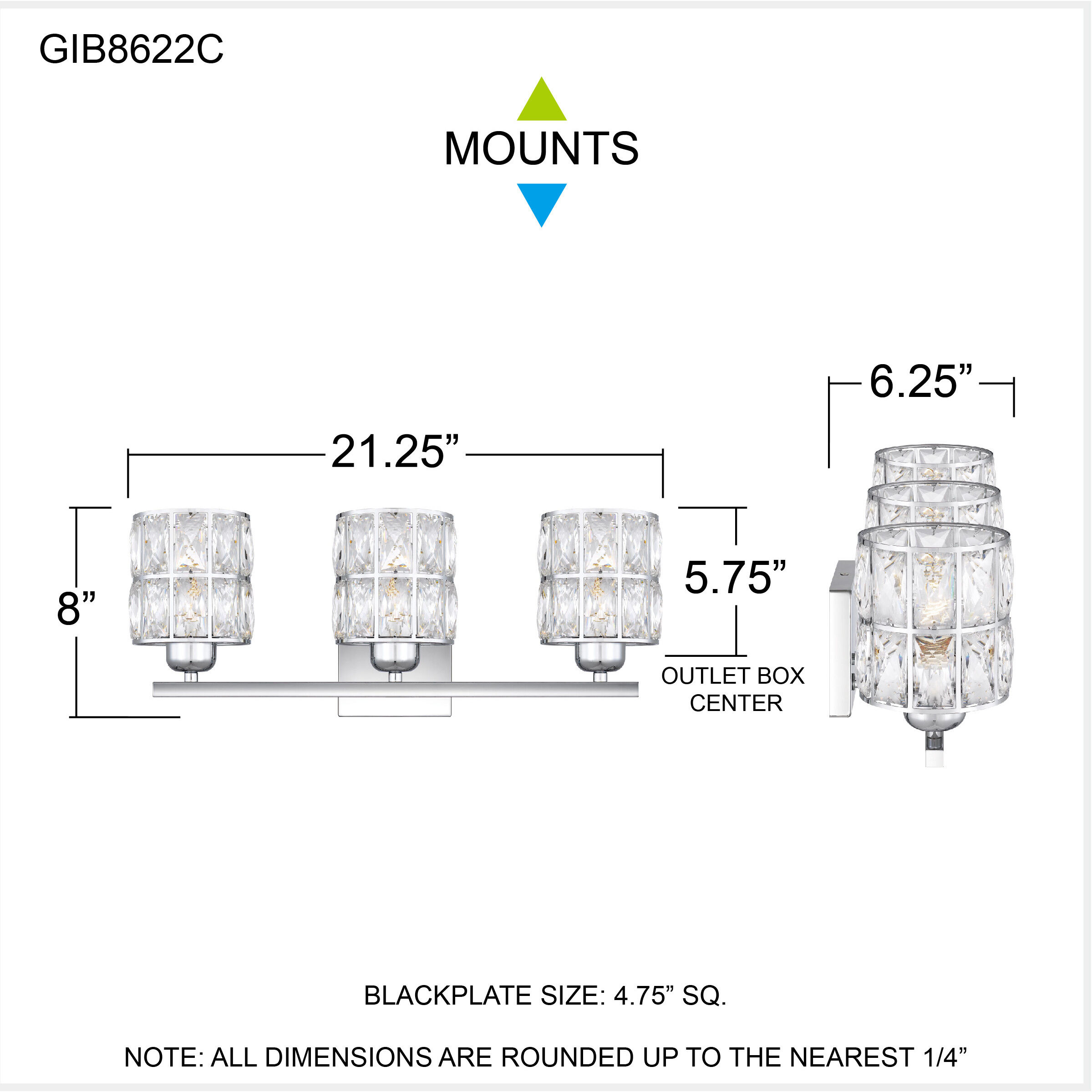 Gibson 3 Light 21 inch Polished Chrome Bath Light Wall Light