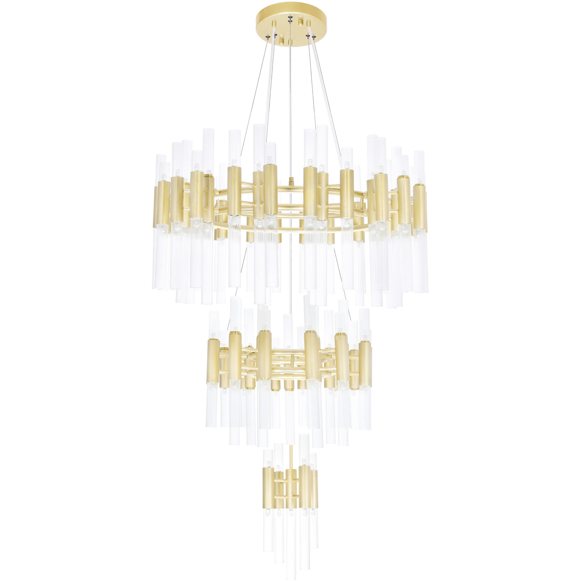 Orgue 123 Light 32 inch Satin Gold Down Chandelier Ceiling Light