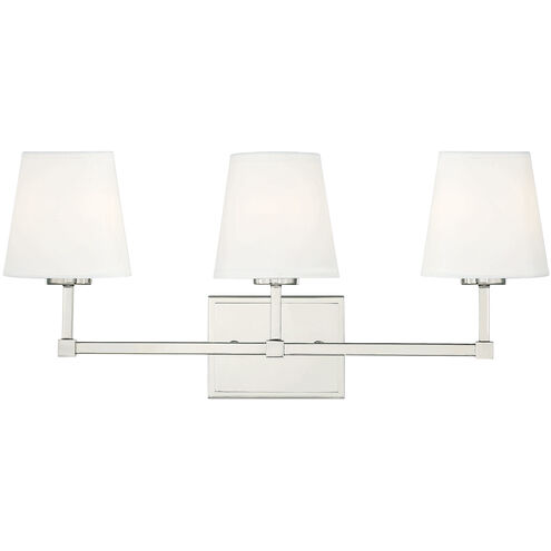 Contemporary 3 Light 24 inch Polished Nickel Bathroom Vanity Light Wall Light