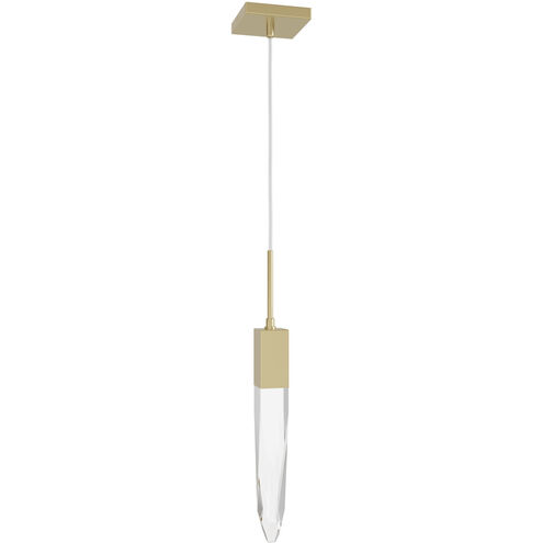 Aspen LED 2 inch Brushed Brass Pendant Ceiling Light in Clear