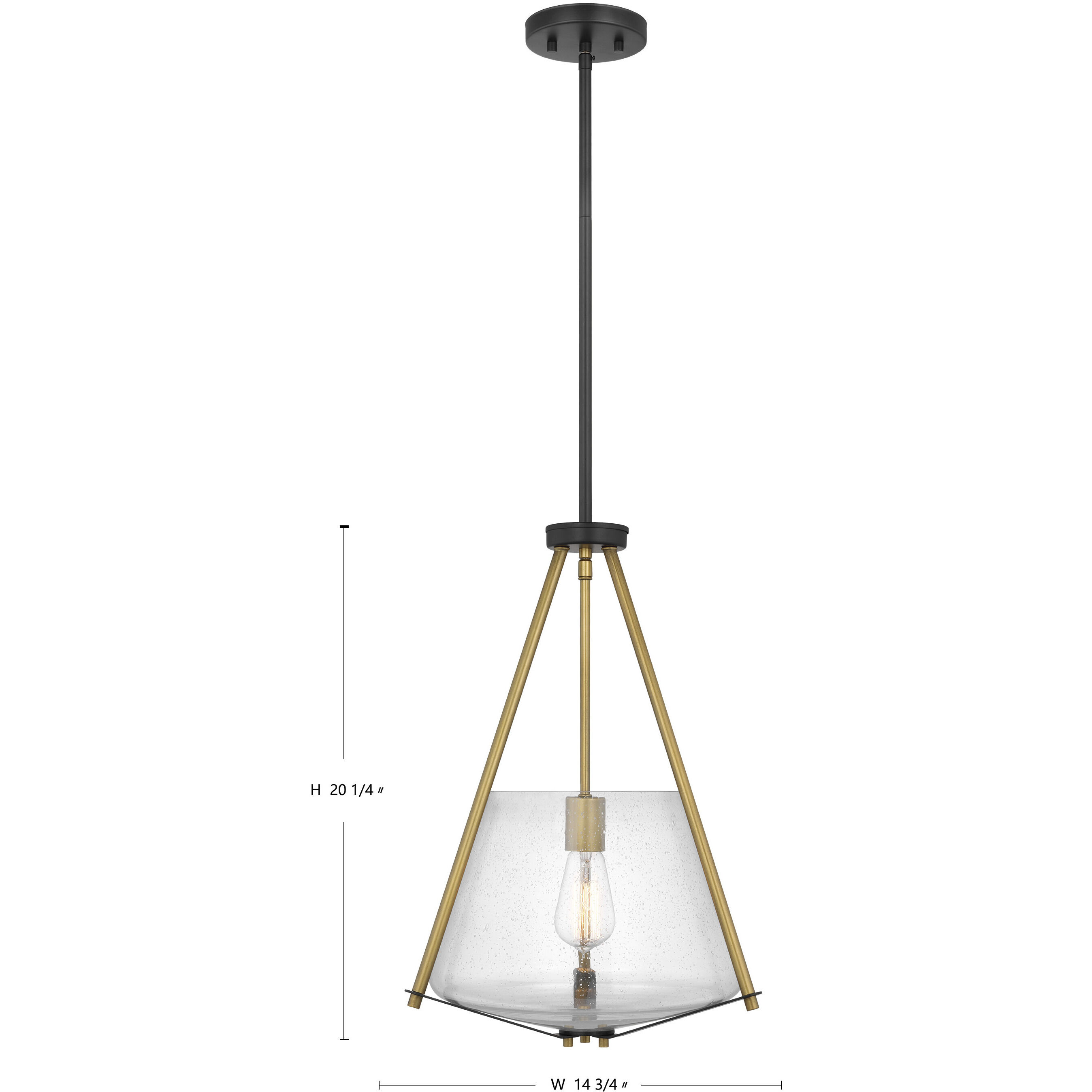 Starlight 1 Light 14.75 inch Matte Black and Natural Brass Pendant Ceiling Light