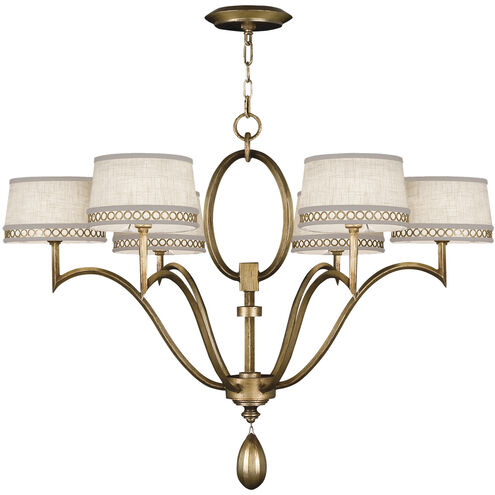 Allegretto 6 Light 39 inch Gold Chandelier Ceiling Light in White Textured Linen