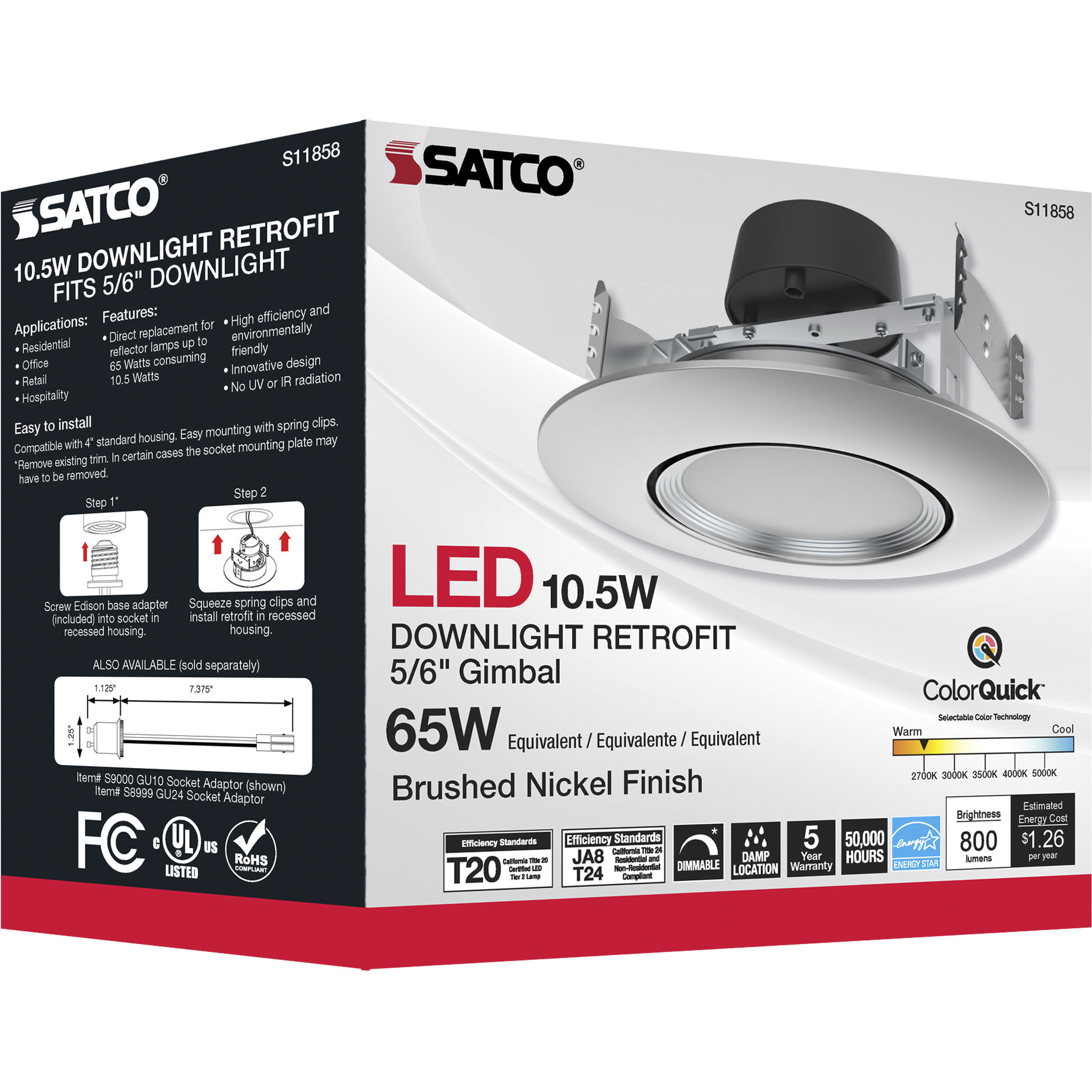 Edgewood Integrated Brushed Nickel Recessed, Retrofits