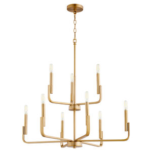 Tempo 9 Light 29 inch Aged Brass Chandelier Ceiling Light