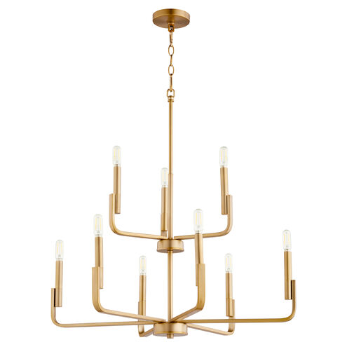 Tempo 9 Light 29 inch Aged Brass Chandelier Ceiling Light