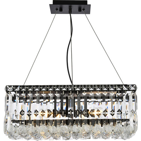 Maxime 4 Light 20 inch Black and Clear Linear Chandelier Ceiling Light in Royal Cut