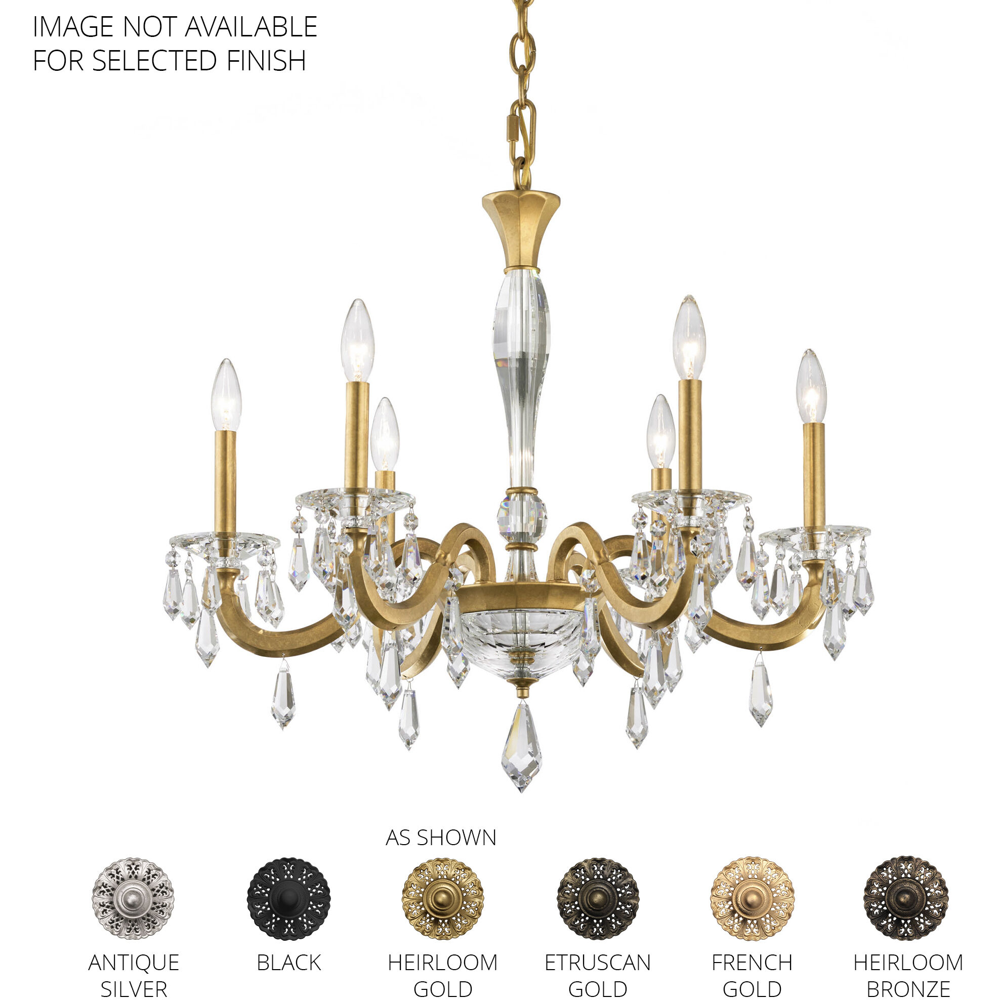 Napoli 6 Light 28.1 inch French Gold Chandelier Ceiling Light, Schonbek Signature