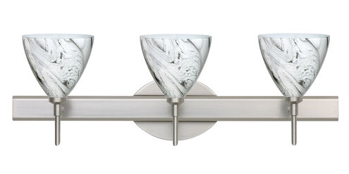 Mia LED 23 inch Satin Nickel Vanity Lighting Wall Light in Marble Grigio Glass