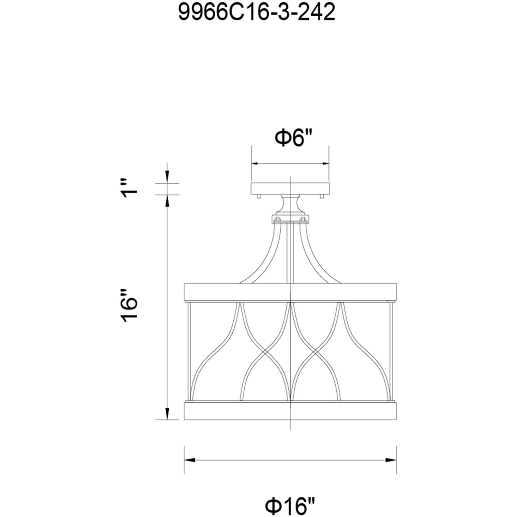 Amazon 3 Light 16 inch Gun Metal Cage Semi-Flush Mount Ceiling Light