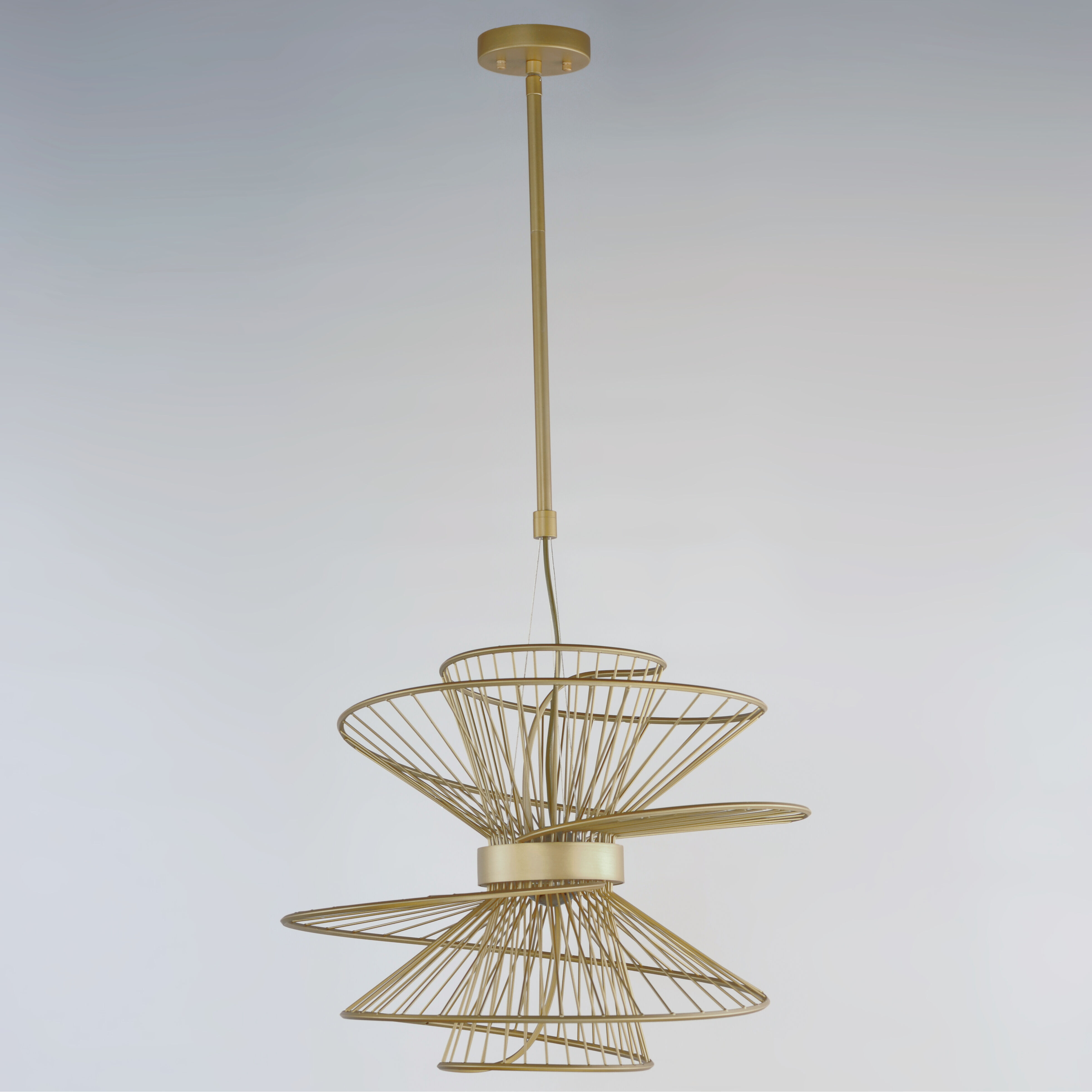 Zeta Suspension Pendant Ceiling Light in Natural Aged Brass