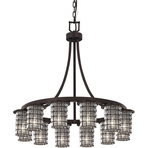 Wire Glass LED 28 inch Dark Bronze Chandelier Ceiling Light